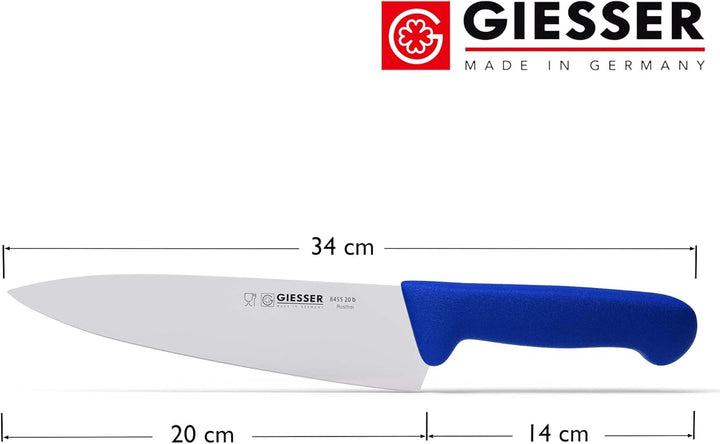 Giesser seit 1776 - Made in Germany - Kochmesser blau, Basic Blue, Klinge 20 cm, rutschfest, scharfe