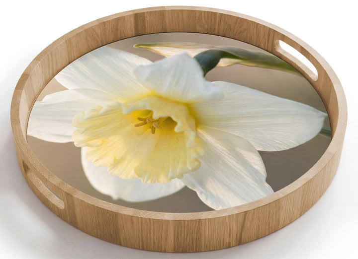 Tablett Serviertablett rutschfest Griff Küchentablett Narzisse - Blume 40 cm, Narzisse - Blume 40 cm