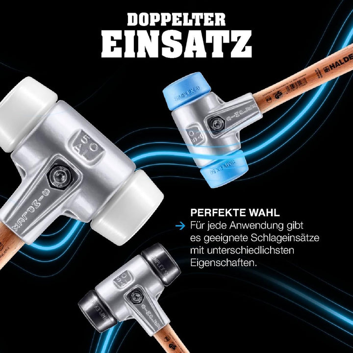SIMPLEX-Schonhammer, Gummikomposition; mit Aluminiumgehäuse und hochwertigem Holzstiel | D=50 mm | 3