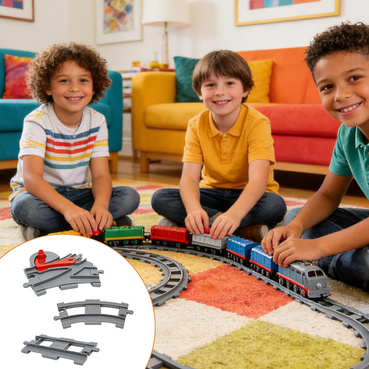 32 Stück Bausteine Zug Schienen Set, Spielzeug Eisenbahnschienen, City Zug Schienen Set mit Cross Tr