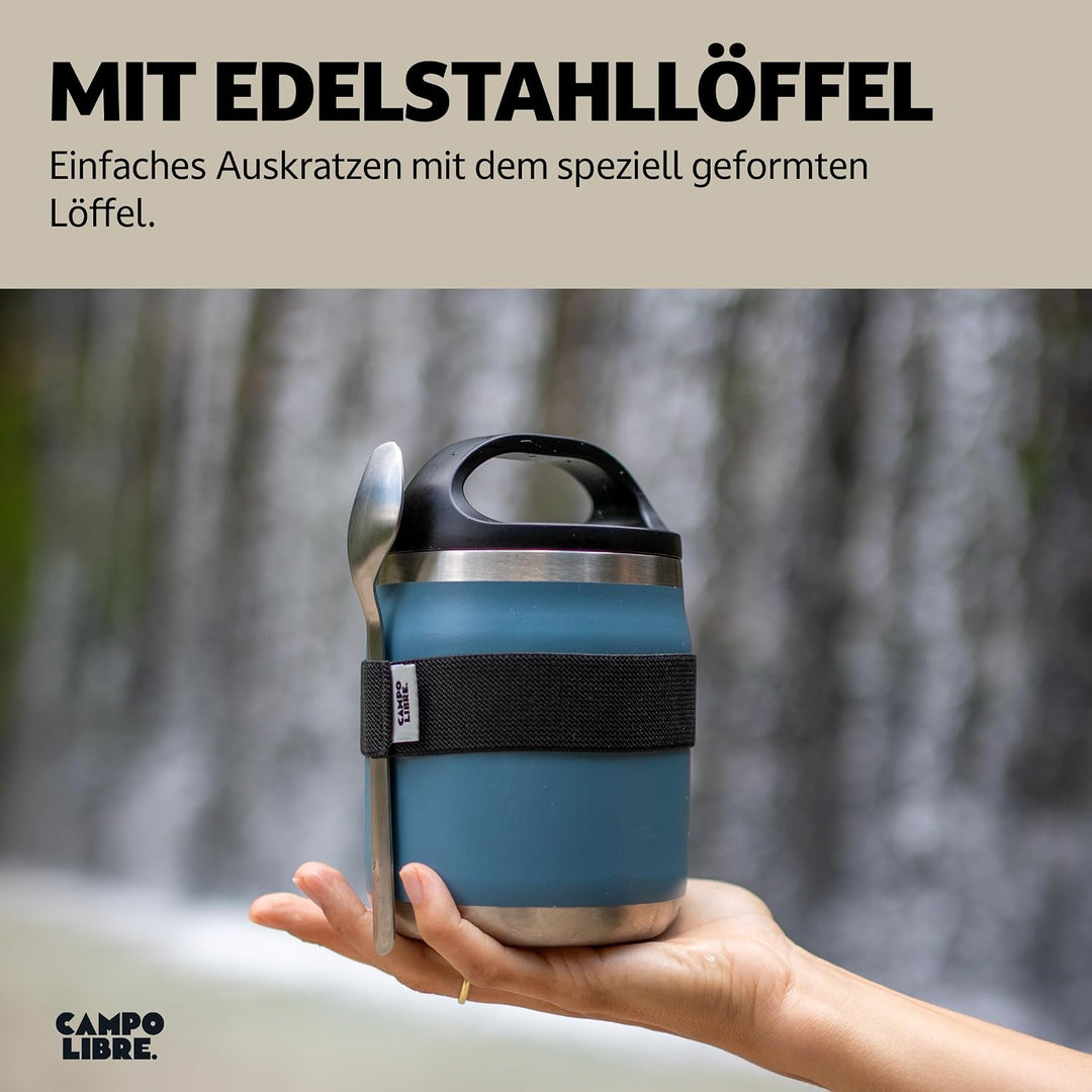 Campo Libre.® Lotta, Thermobehälter für Essen, Edelstahl Thermobecher Essen mit Löffel, Warmhaltebeh