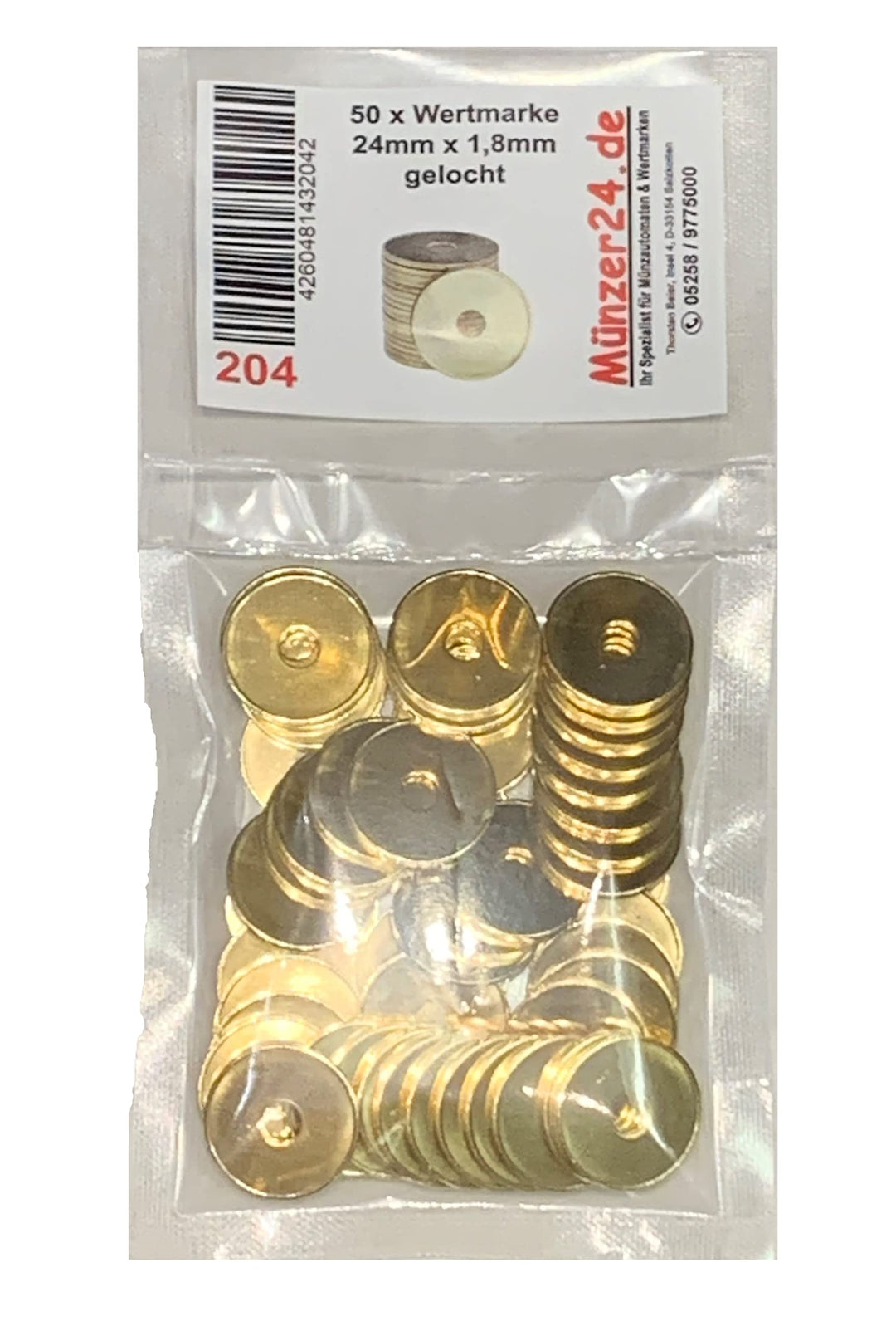 Münzer24 Wertmarke WM2, Waschmarke kompatibel mit Miele 1699370, Messing Jeton, 50 Stück (WM 2 (24 x