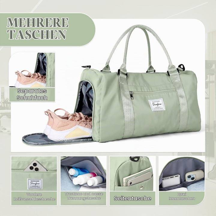 Sport Duffel Bag Damen Herren Sporttasche mit Schuhfach &amp; Nassfach Reisetasche Handgepäck Tasche Spo