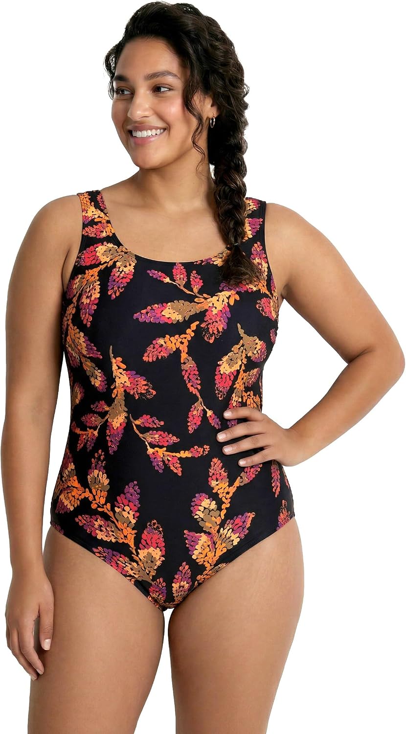 Ulla Popken Damen Badeanzug 50-52 Schwarz, 50-52 Schwarz