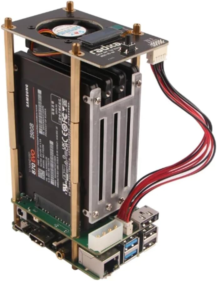 Raspberry Pi 5 Penta-SATA-Hut mit oberer Platine – bis zu 5 x SATA-Disks HAT