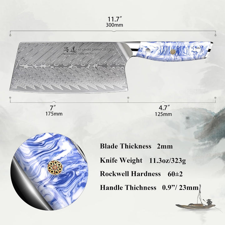 SHANGDAO 17,5 cm chinesisches Kochmesser, Hackbeil, Küchenmesser, professionelles Gemüsemesser, gesc