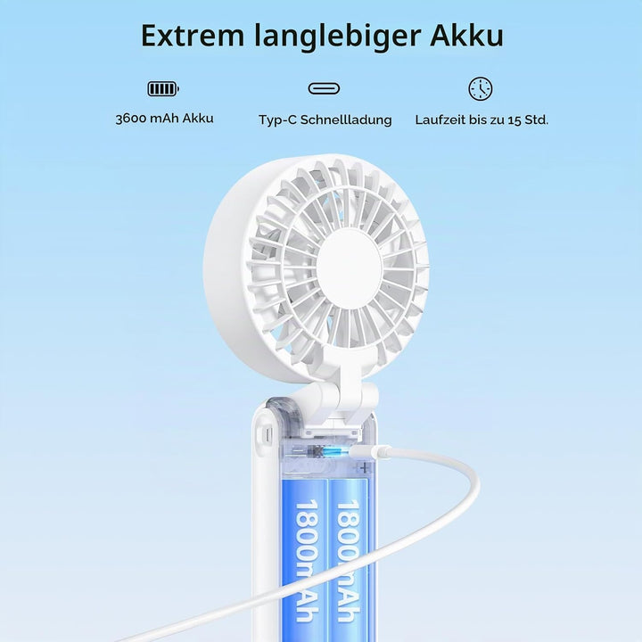 gabless Handventilator, Tragbarer Mini Ventilator Klein Wiederaufladbar Handventilator Akku Aufladba
