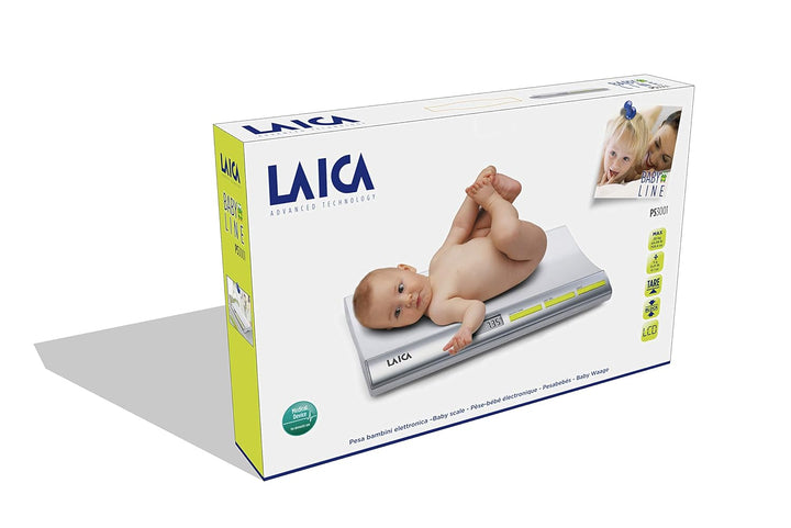 LAICA Elektronische Babywaage, mit Gewichtssperre, 20 g - 20 kg Kapazität, silber Silber/Weiss La166
