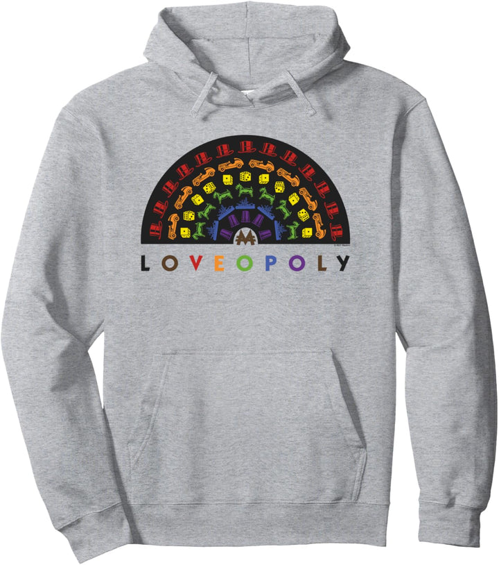 Monopoly Loveopoly Rainbow Game Pieces And Text Pullover Hoodie