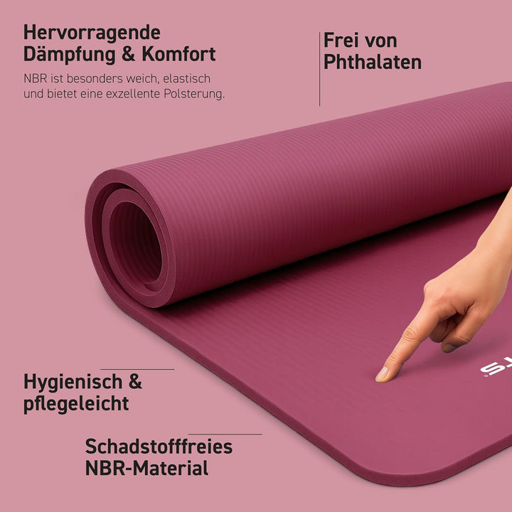 MSPORTS Gymnastikmatte | Yogamatte Premium rutschfest inkl. Tragegurt + Übungsposter + Workout App I