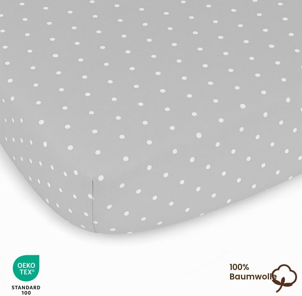 2X Baby Spannbettlaken – 100% Baumwolle, Weich &amp; Atmungsaktiv – Set 2X - Kompatibel mit Chicco &amp; Kin