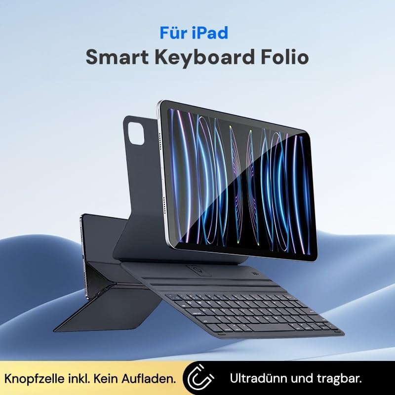Deutsches QWERTZ-Layout Smart Keyboard Folio für iPad Pro 12,9 Zoll (3., 4., 5. 6. Gen) &amp; iPad Air 1