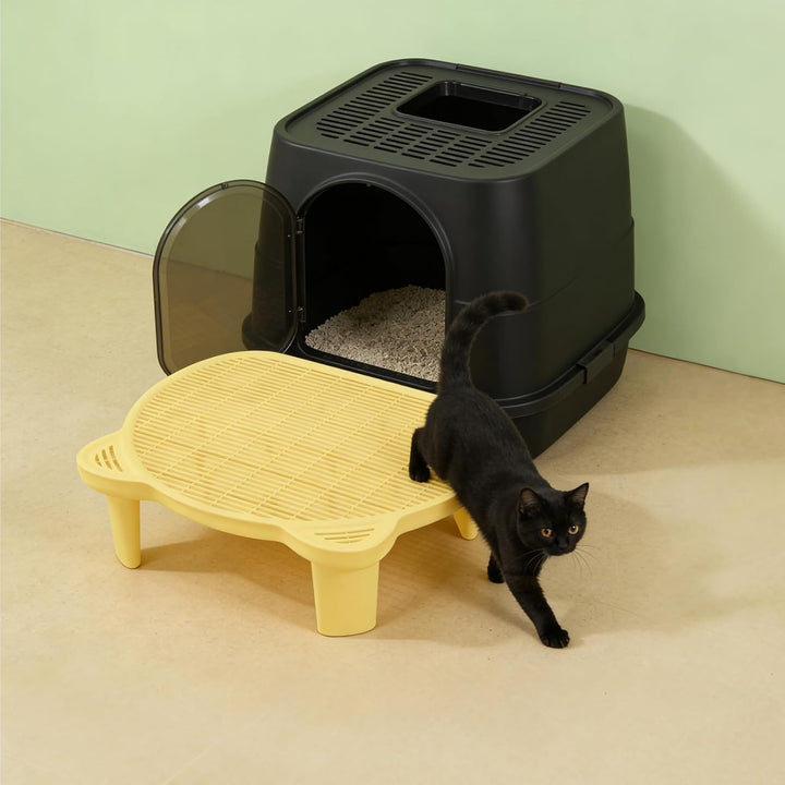 Katzentoiletten-Rampe rutschfest, Katzentreppe mit Litter Trapper Filterfunktion Leicht zu Reinigen,