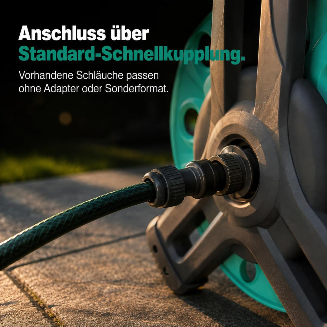 ONBEST Schlauchtrommel bis zu 30 m - Mobil mit Handkurbel, 1/2 Zoll