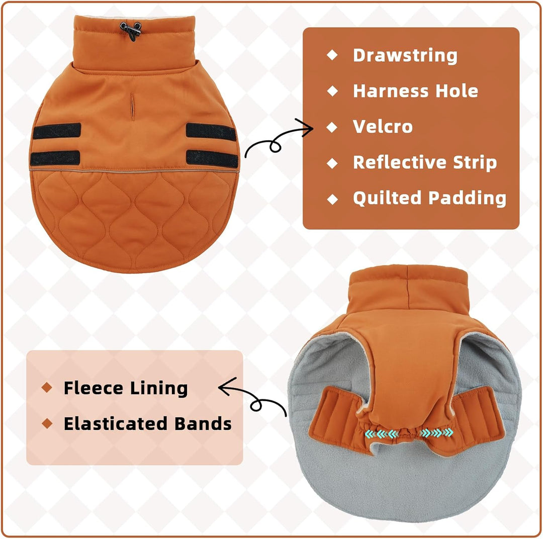Hundemantel Winter, Gefütterte Hundejacke mit Geschirröffnung, Warmer Wintermantel für Hunde, Hundek