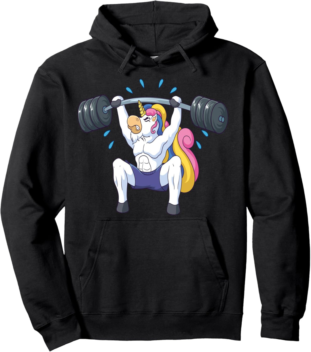 Unicorn Power Lifting Einhorn Pullover Hoodie