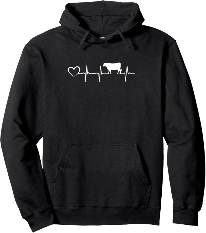 Kuh Herzschlag Herz – Bauer Herzschlag Kuh Pullover Hoodie