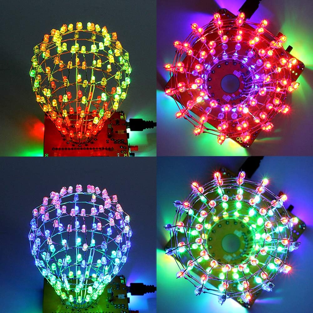 PEMENOL 9x9x14 LED Cubic Ball Löt Bausatz, Elektronik Bausatz 3mm RGB LED-Lichtwürfel Cubic Ball Kre