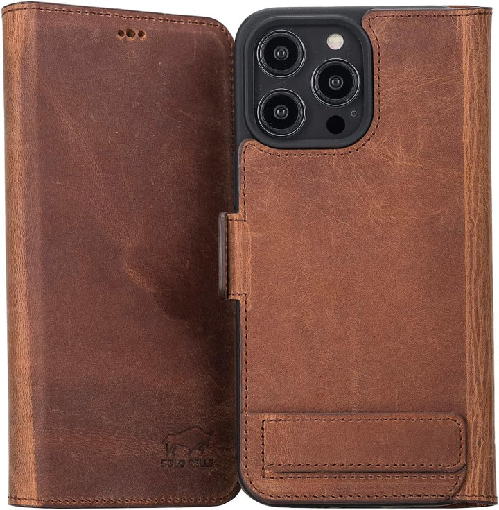 Solo Pelle aufklappbare Lederhülle kompatibel für iPhone 14 Pro Max in 6.7 Zoll inkl. 1 Kartenfach f