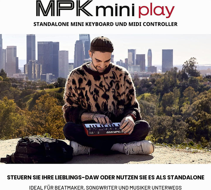AKAI Professional MPK Mini Play MK3 - MIDI Keyboard Controller mit eingebautem Lautsprecher und Soun