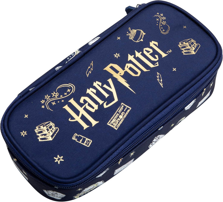 Undercover Harry Potter Federmäppchen, Marineblau mit Goldmotiven, 22,5 x 12 x 7 cm, für Schule und