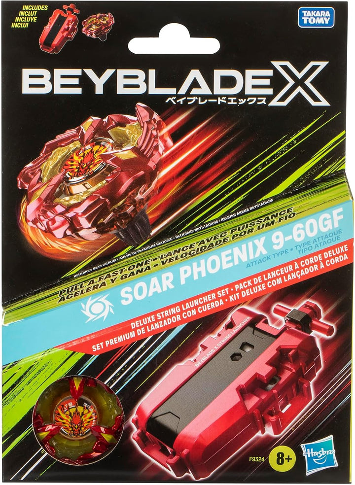 Beyblade X Soar Phoenix 9-60GF Deluxe Schnur-Starter Set, mit 1 Starter und 1 Kreisel, mit X-Celerat