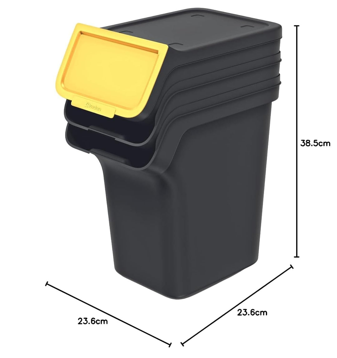 Keden Stackbox Q Mülltrennsystem 3x20L Set Mülltrennungsbehälter mit Deckel Recycling Recyclingbehäl