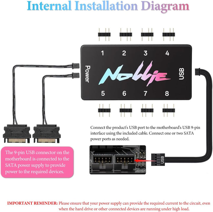 8-Port Signal RGB Controller – SATA-gespeister 5V 3PIN RGB-Hub