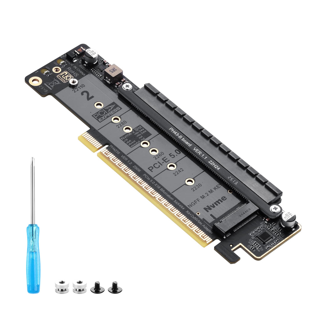 SinLoon PCIe 5.0 X16 Erweiterungskarte, PCIe Bifurcation Riser Card, Teilt X16 Slot in X8+X4+X4, Unt