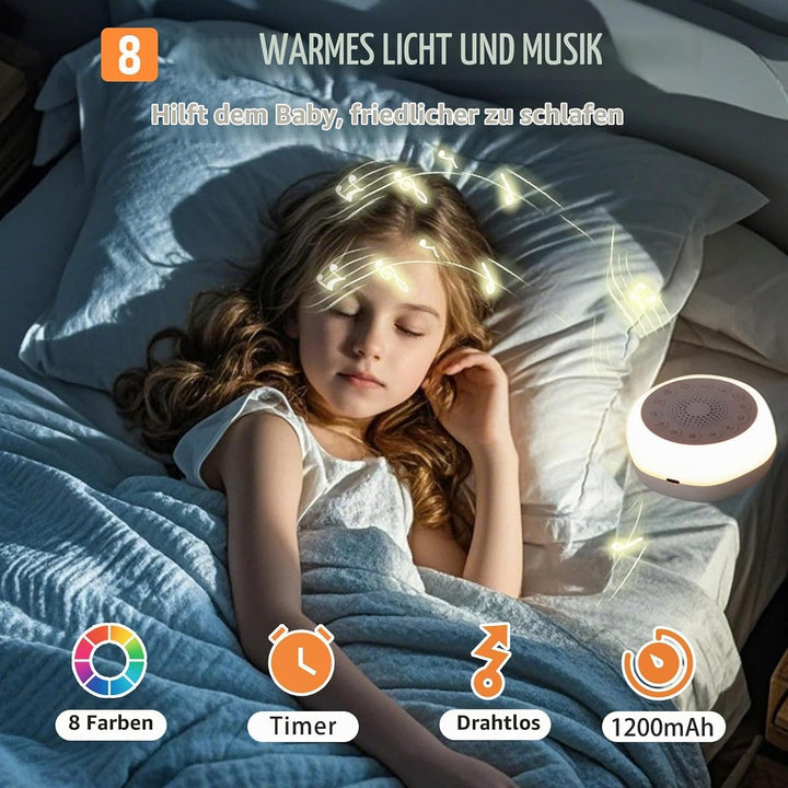 White Noise Machine für Babys, Geräuschmaschine mit 27 Beruhigenden Geräuschen, Nachtlicht und Timer