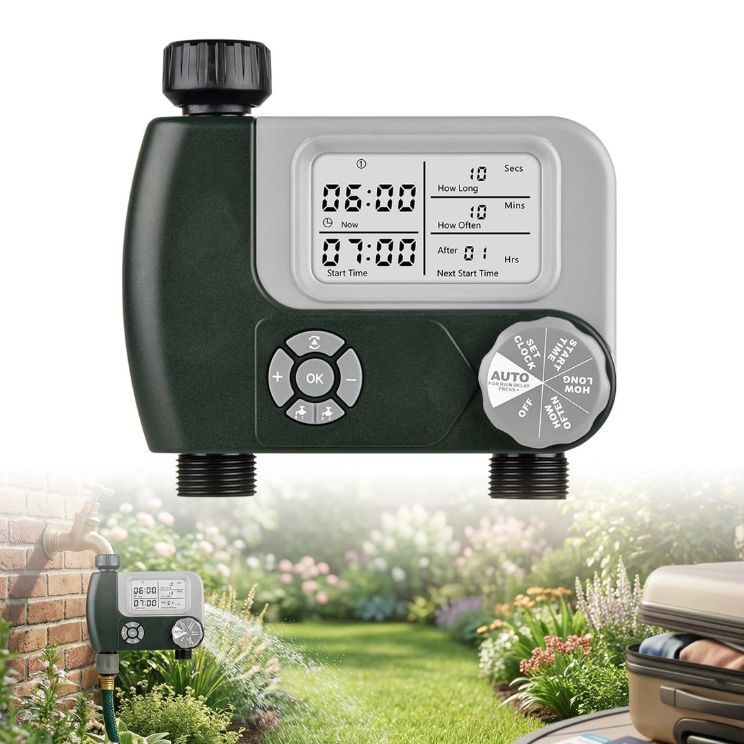 Bewässerungscomputer mit Display, Garten Bewässerungsuhr mit Schleifenprogrammierung/Automatischem/M