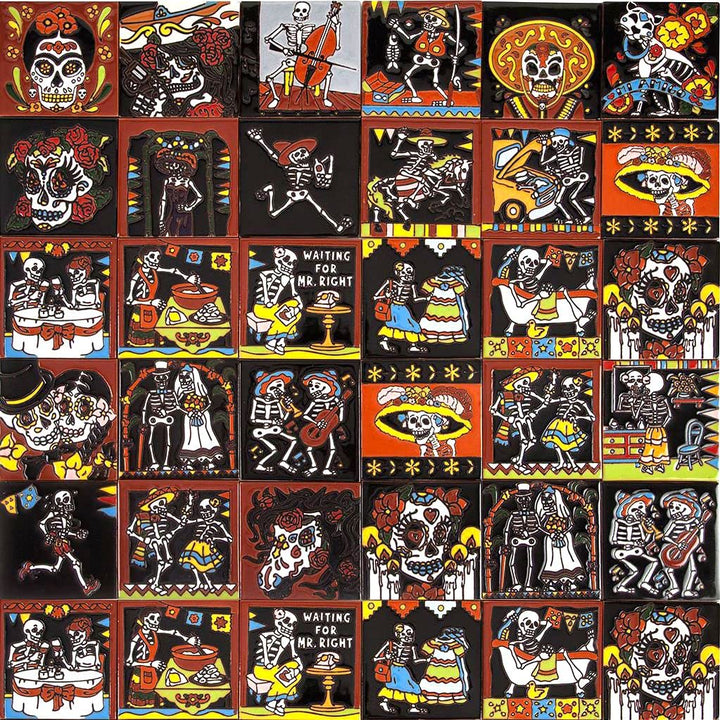 Cerames Mexikanische Keramische Fliesen Catrina mix - 30 dekorative mexikanische mosaik fliesen für