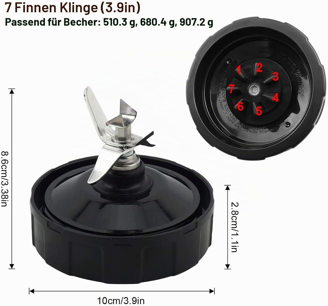 für Mixer Blade Ersatz 7 Flossen für Ninja Pro Extractor Blade Kompatibel mit Nutri Ninja Auto iQ BL