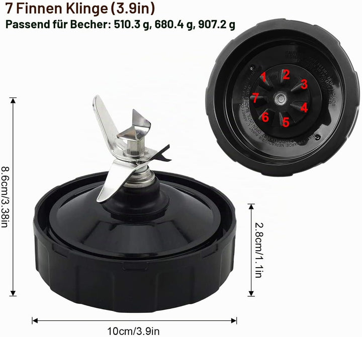 für Mixer Blade Ersatz 7 Flossen für Ninja Pro Extractor Blade Kompatibel mit Nutri Ninja Auto iQ BL