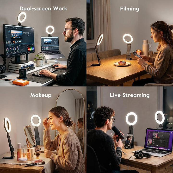 Neueste Ringlicht Laptop PC Videokonferenz Licht 2 Packs,Evershop Ringleuchte 5” Lichtring Monitor T
