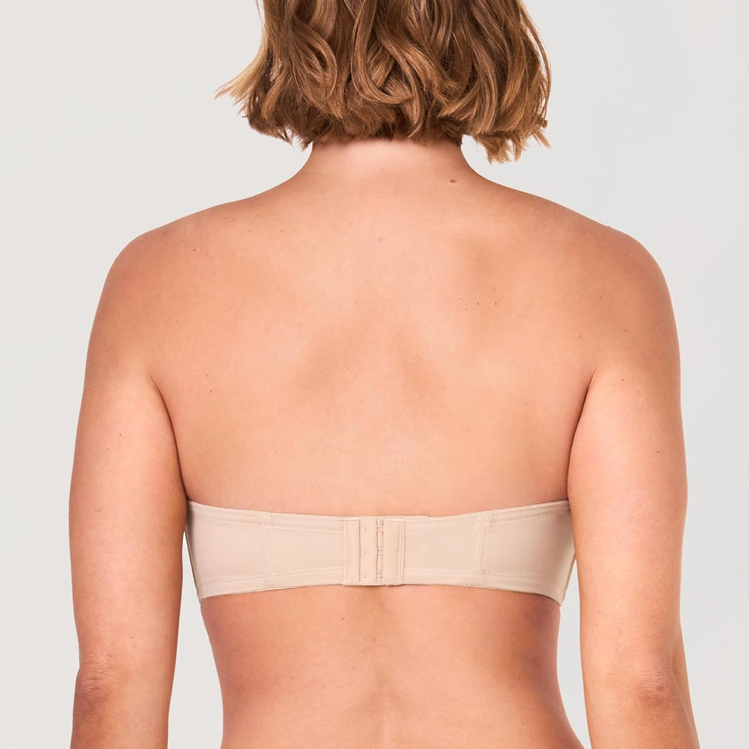 DELIMIRA Damen Trägerloser BH mit bügel Grosse Grössen Seamless Dirndl BH mit Geformte Cups 75E Beig