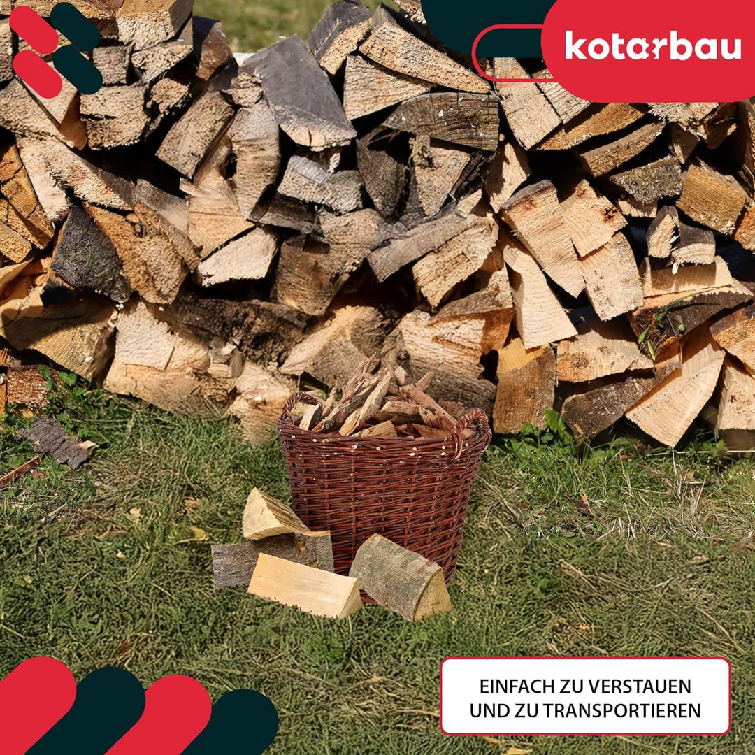 KOTARBAU® Weidenkorb mit Griffen - ø 30 cm - Blumen Korb - Aufbewahrung von Spielzeug - Holzkorb für