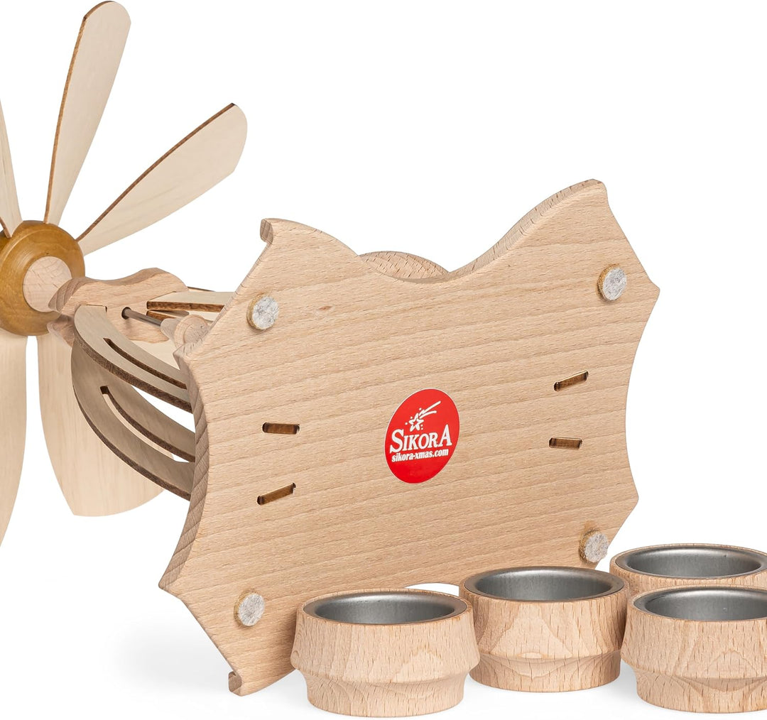 SIKORA Traditionelle Weihnachtspyramide aus Holz handgefertigte Teelicht Tischpyramide aus dem Erzge