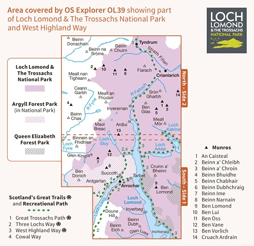 Loch Lomond North, Tyndrum, Crianlarich &amp; Arrochar (OS Explorer Map Active), Karte