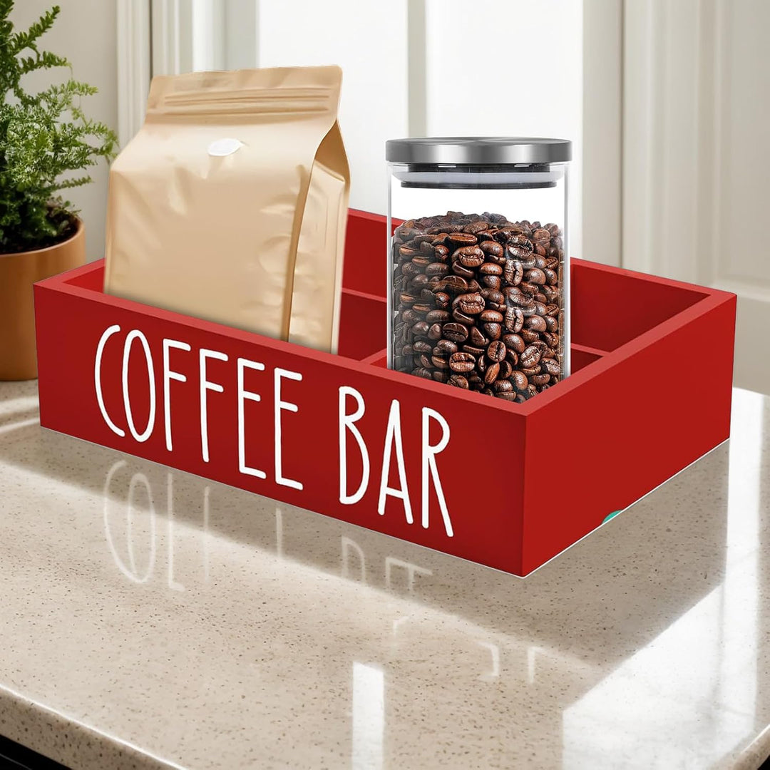 Gewürz-Aufbewahrungsbox mit herausnehmbaren Regalen, Kaffeestations-Organizer für Tee, Tassen und Zu