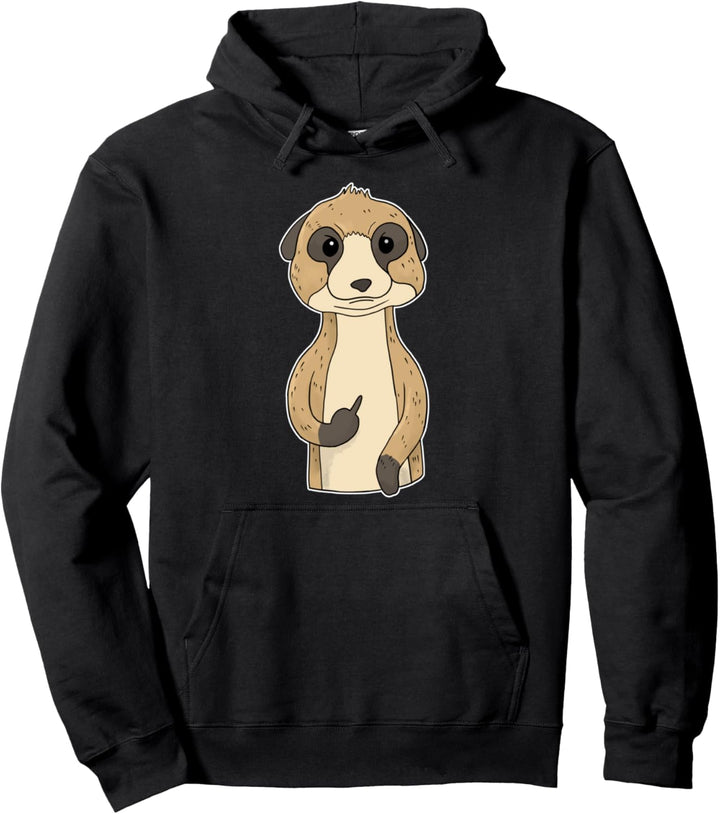 Genervtes Erdmännchen zeigt Mittelfinger handgezeichnet Pullover Hoodie