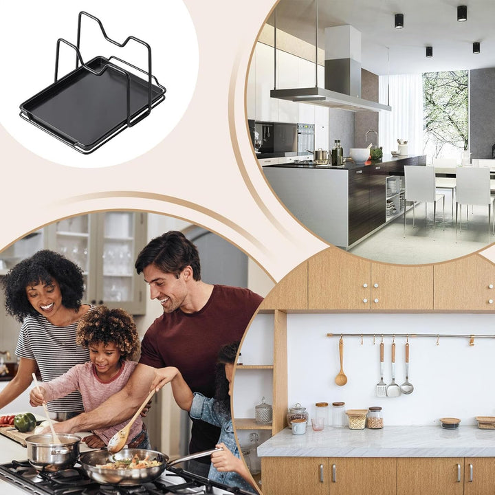 Pot Lid Organizer, Plates Rack Stand, 7.48x6.22x5.12 Inches Rustproof Shelf Holder, Space Saving Kit