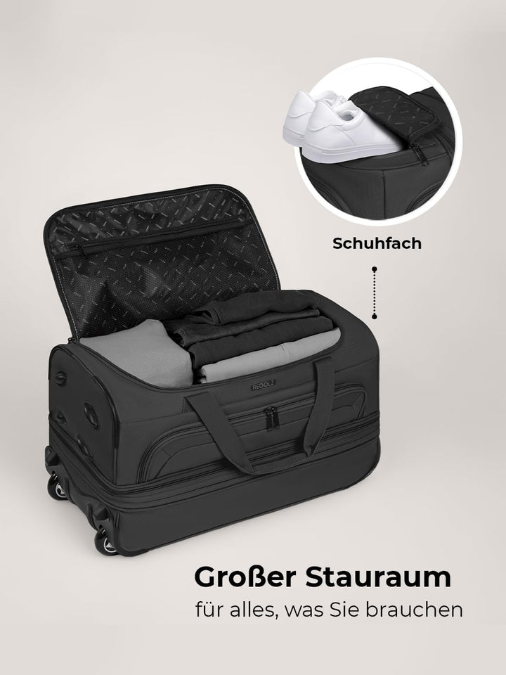 REDOLZ 2-Rollen MEDIUM Trolley-Reisetasche | Volumen mit Dehnfalte erweiterbar von 51 auf 64 Liter |