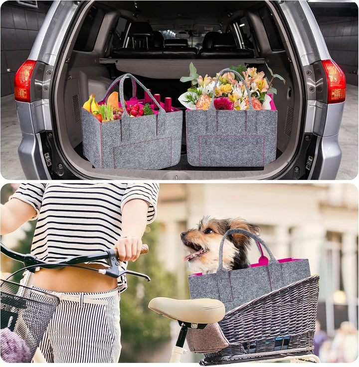 Eurhomewit Filztasche Einkaufstasche mit Fächern, Filztasche Gross 30L Faltbar und Robust Filz Einka