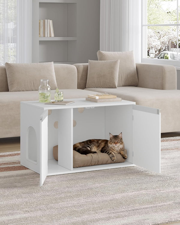 Hzuaneri Katzenklo Schrank, Katzenschrank mit Abnehmbarer Trennwand, 80 x 48,3 x 48,5 cm, Katzenhaus