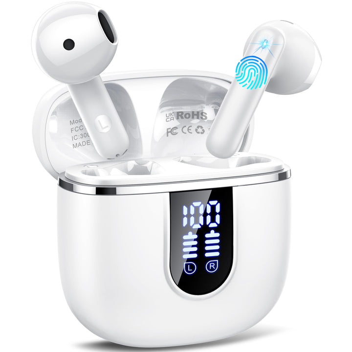 Bluetooth Kopfhörer 5.4, Kopfhörer Kabellos Bluetooth In Ear mit 6D Stereo Weiss, Weiss