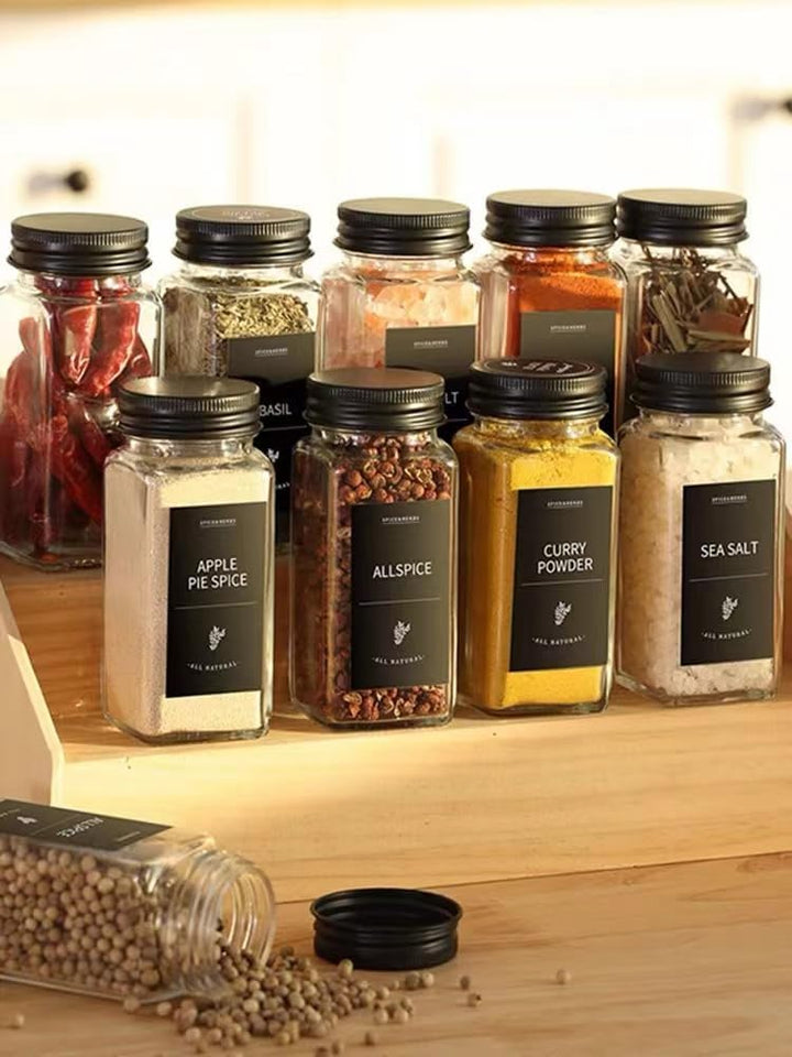 24 stück 120ml Gewürzgläser eckig luftdicht,Gewürzdosen Set Glas,Gewürzbehälter Spice Jars, Gewürze