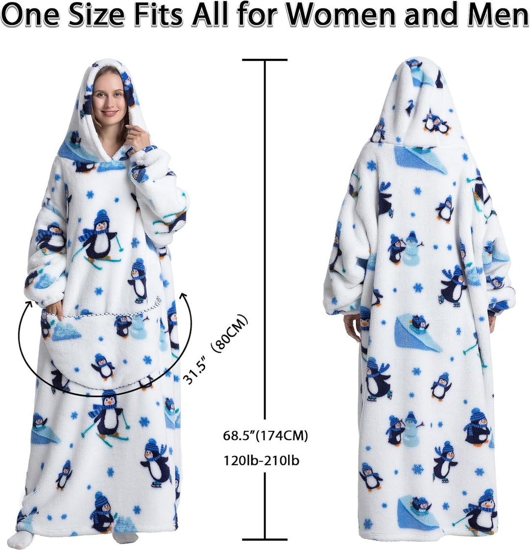 Verlängert Übergrosse Hoodie Decke,Decken Hoodie Damen mit Tasche und Kapuze,Superweiche und Warme K