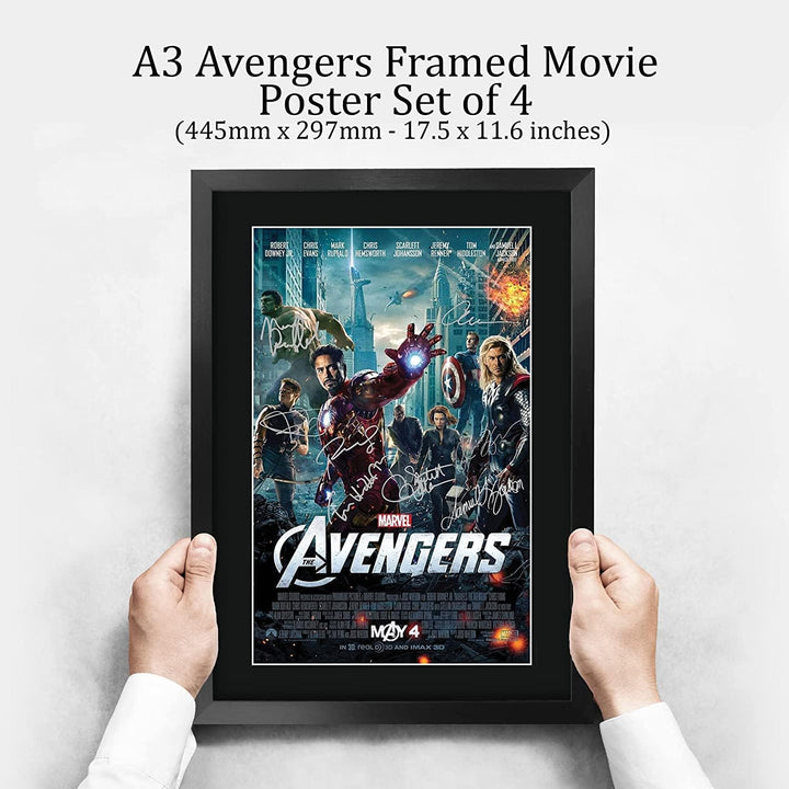 HWC Trading A3 FR Avengers Unendlichkeit War Endgame-Film-Plakat Downey Jr, Evans, Hemsworth Signed