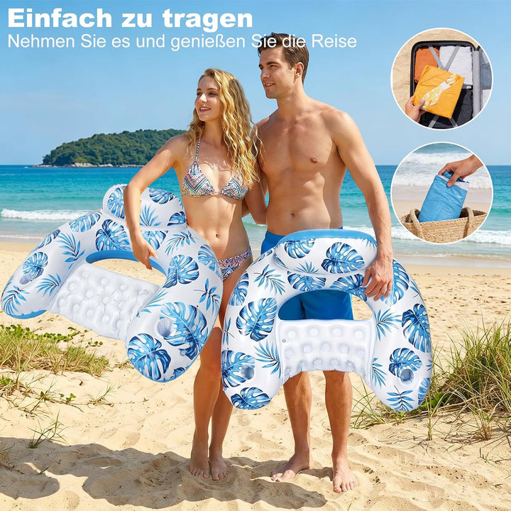 Erwachsene Luftmatratze Pool mit 2 Getränkehaltern für Seen Blue, Blue